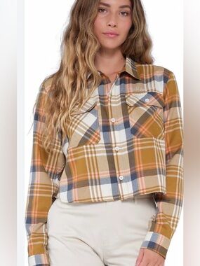 Salty Crew Golden Age Crop Flannel Shirt L